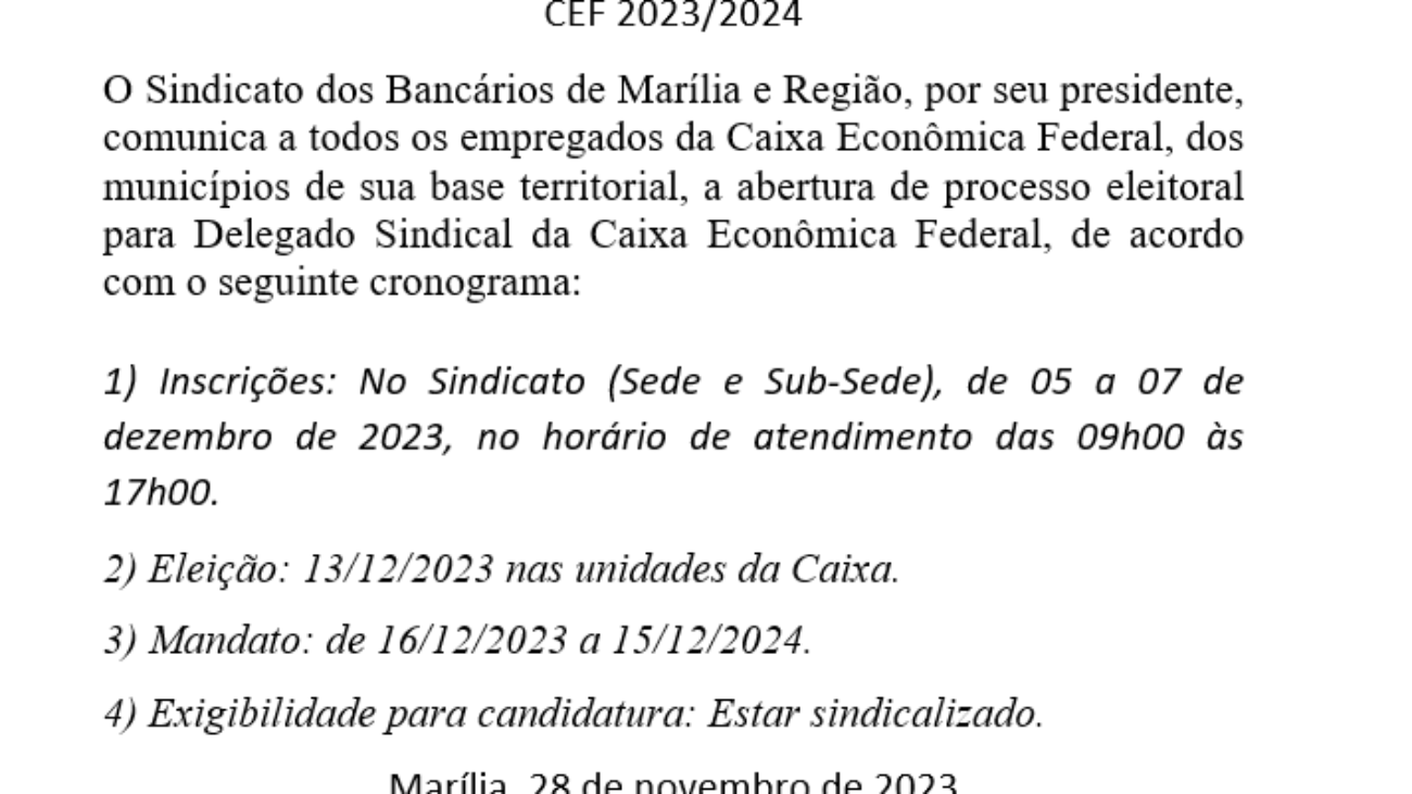 EDITAL DELEGADO CEF