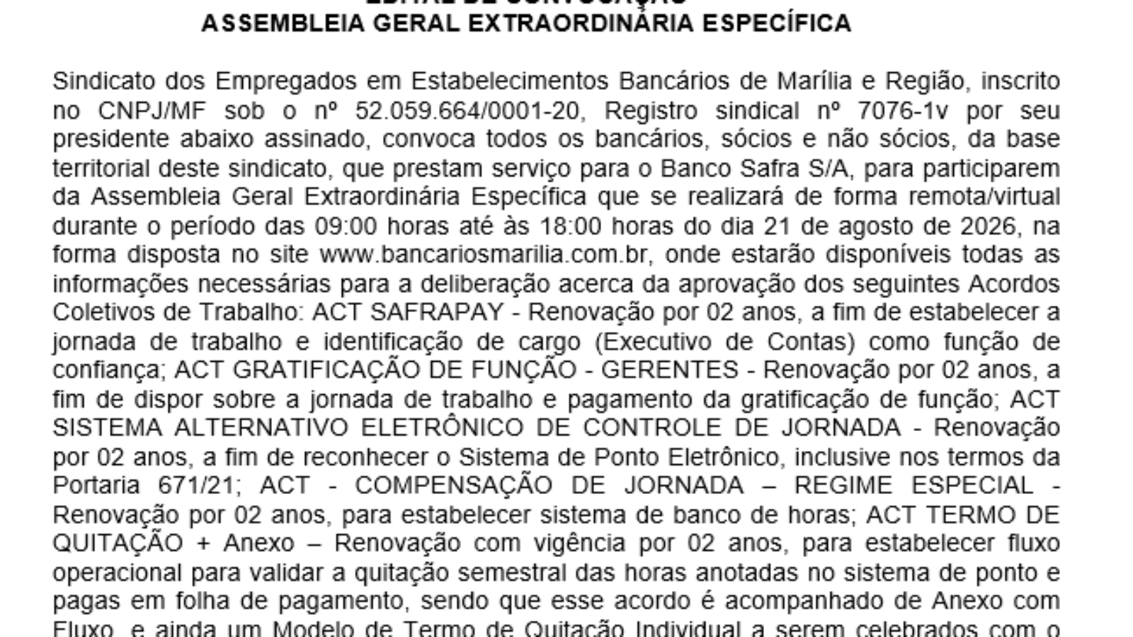 EDITAL SAFRA